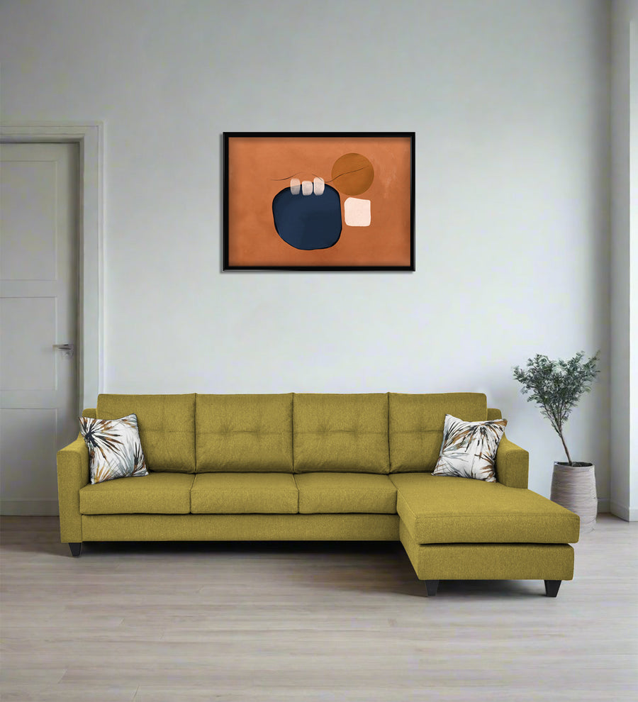 Welly  LHS  (3+Lounger) Fabric Sectional Sofa - Parrot Green by Febonic Living