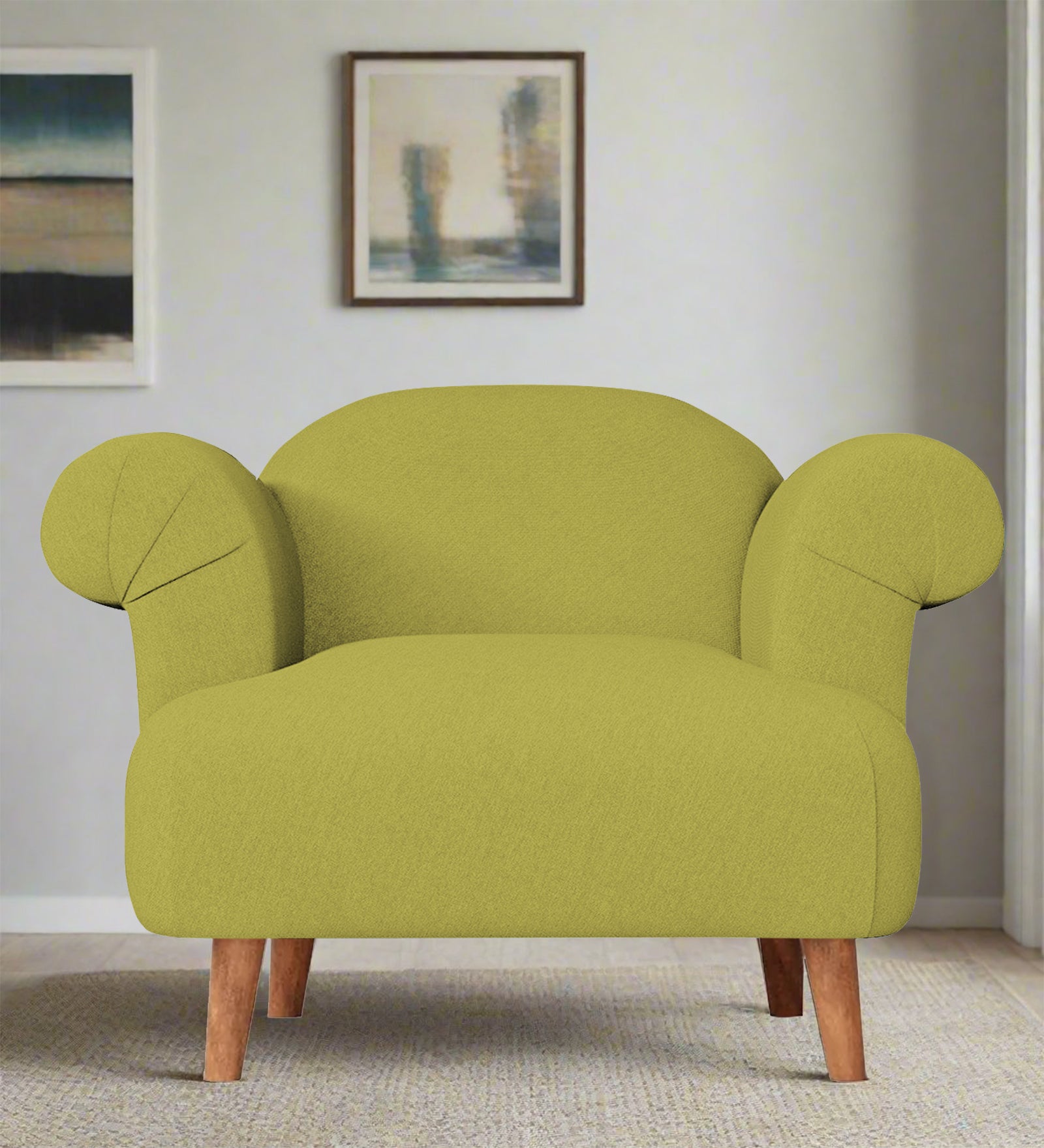 Barber Fabric 1 Seater Sofa in Kelly Green Colour