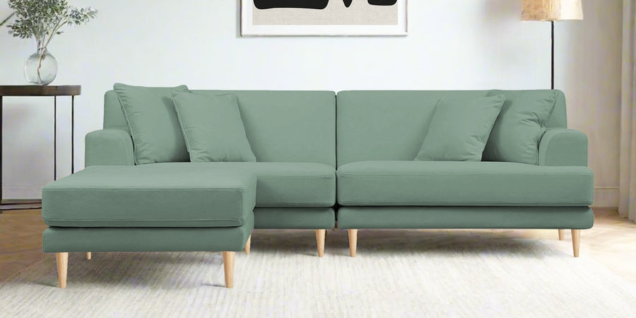 Woody Fabric Rhs Sectional Sofa 3 Lounger In Mist Blue Colour - Febonic Living