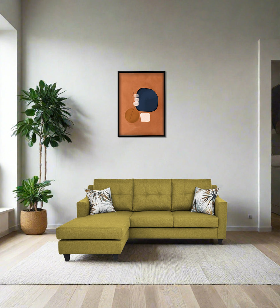 Welly  RHS  (2+Lounger) Fabric Sectional Sofa - Parrot Green by Febonic Living