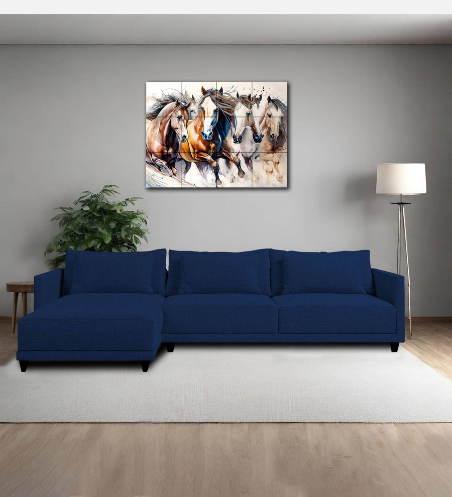 Kera  RHS  (3+Lounger) Fabric Sectional Sofa - Royal Blue by Febonic Living