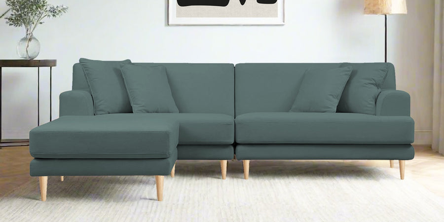 Woody Fabric Rhs Sectional Sofa 3 Lounger In Pista Green Colour - Febonic Living