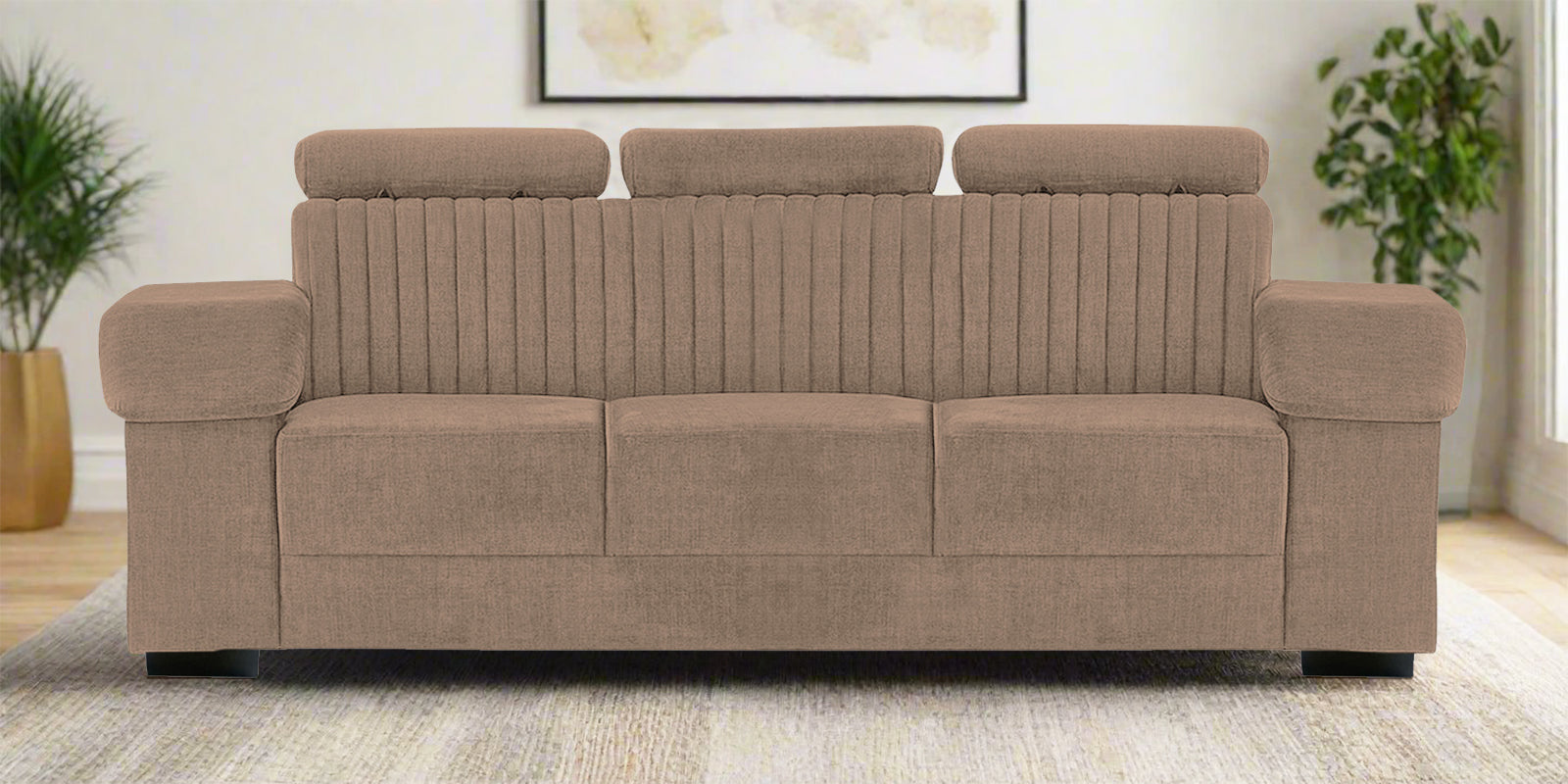 Draco Fabric 3 Seater Sofa In Cookie Beige Colour - Febonic Living