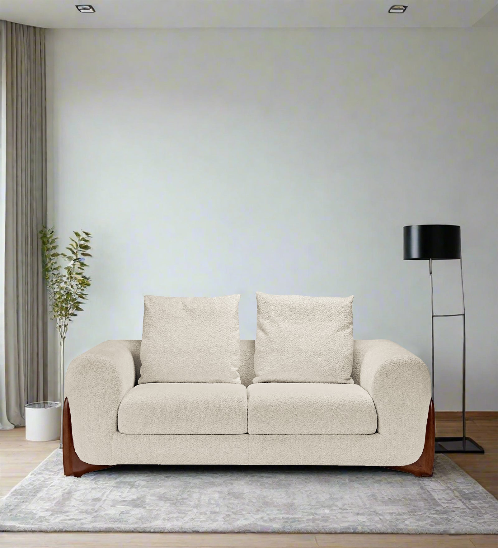 Boko Boucle 2 Seater Sofa In Shell White Colour - Febonic Living
