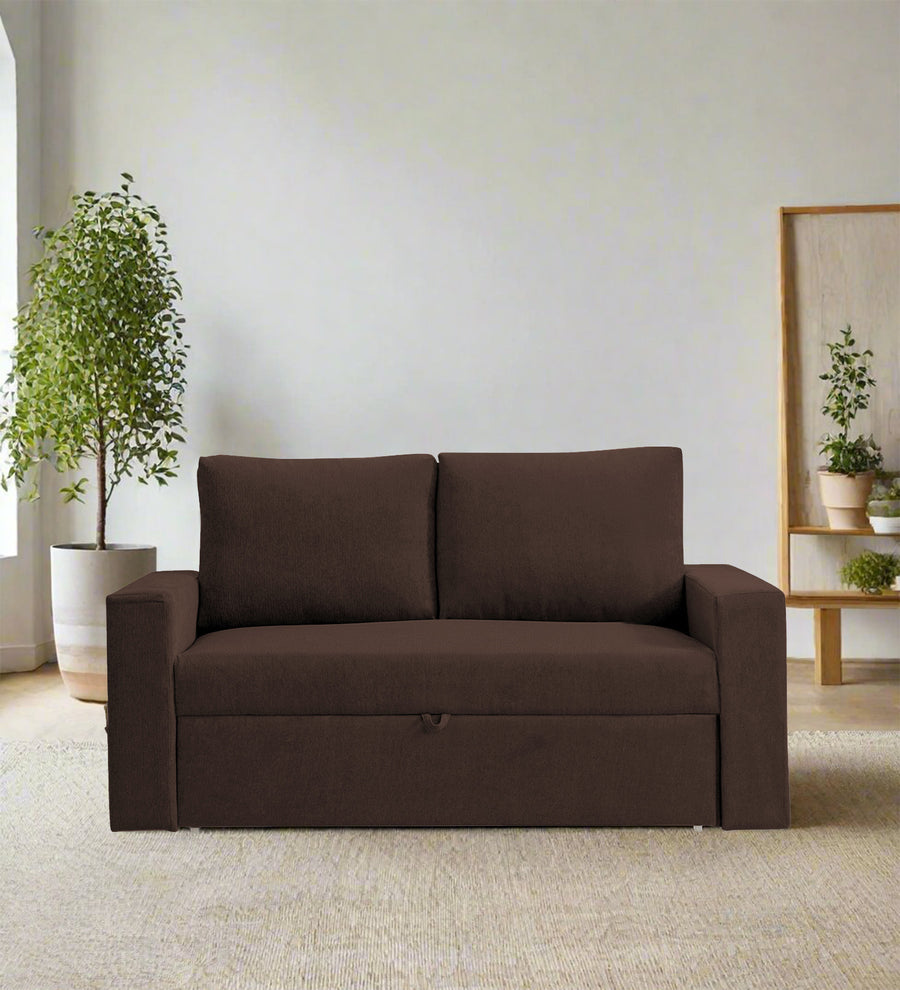 Kara  2 Seater Pull Out  Cum Bed Fabric Sofa - Coffee Brown by Febonic Living