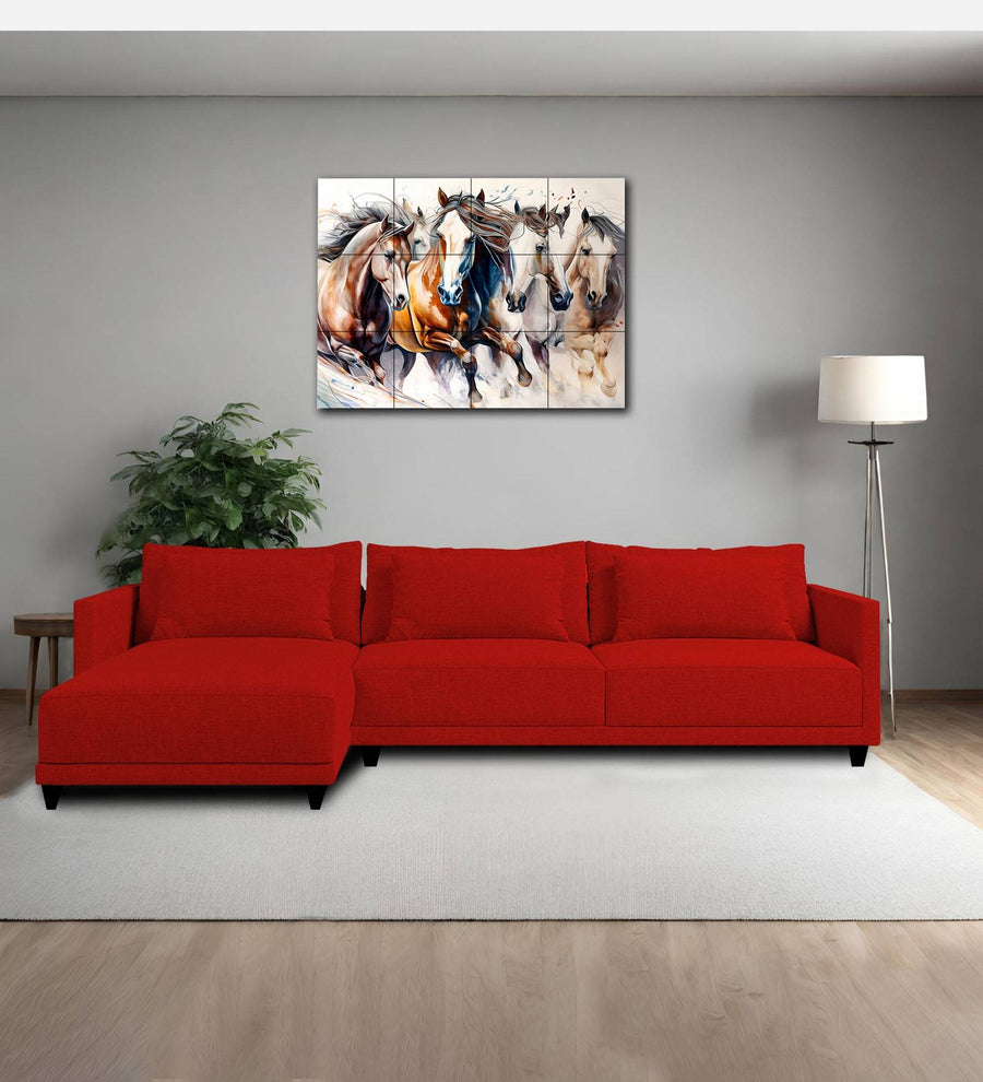 Kera  RHS  (3+Lounger) Fabric Sectional Sofa - Ruby Red by Febonic Living