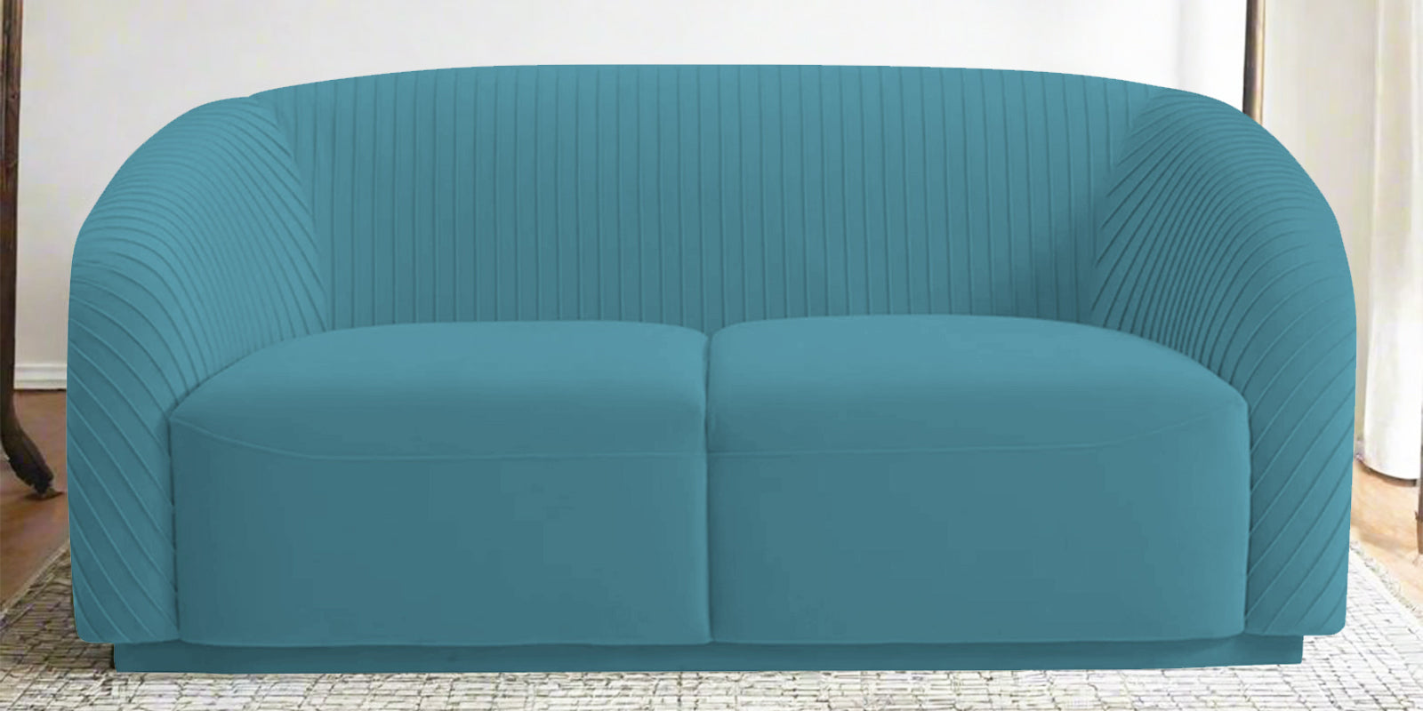 Yara Velvet Fabric 2 Seater Sofa in Aqua Blue Colour