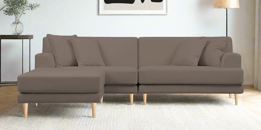 Woody Fabric Rhs Sectional Sofa 3 Lounger In Rock Beige Colour - Febonic Living