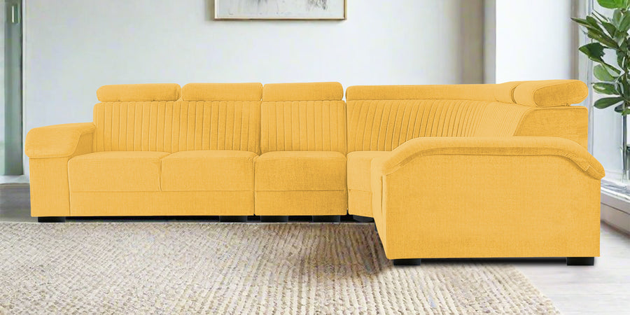 Draco Fabric 6 Seater Corner Sofa In Bold Yellow Colour - Febonic Living