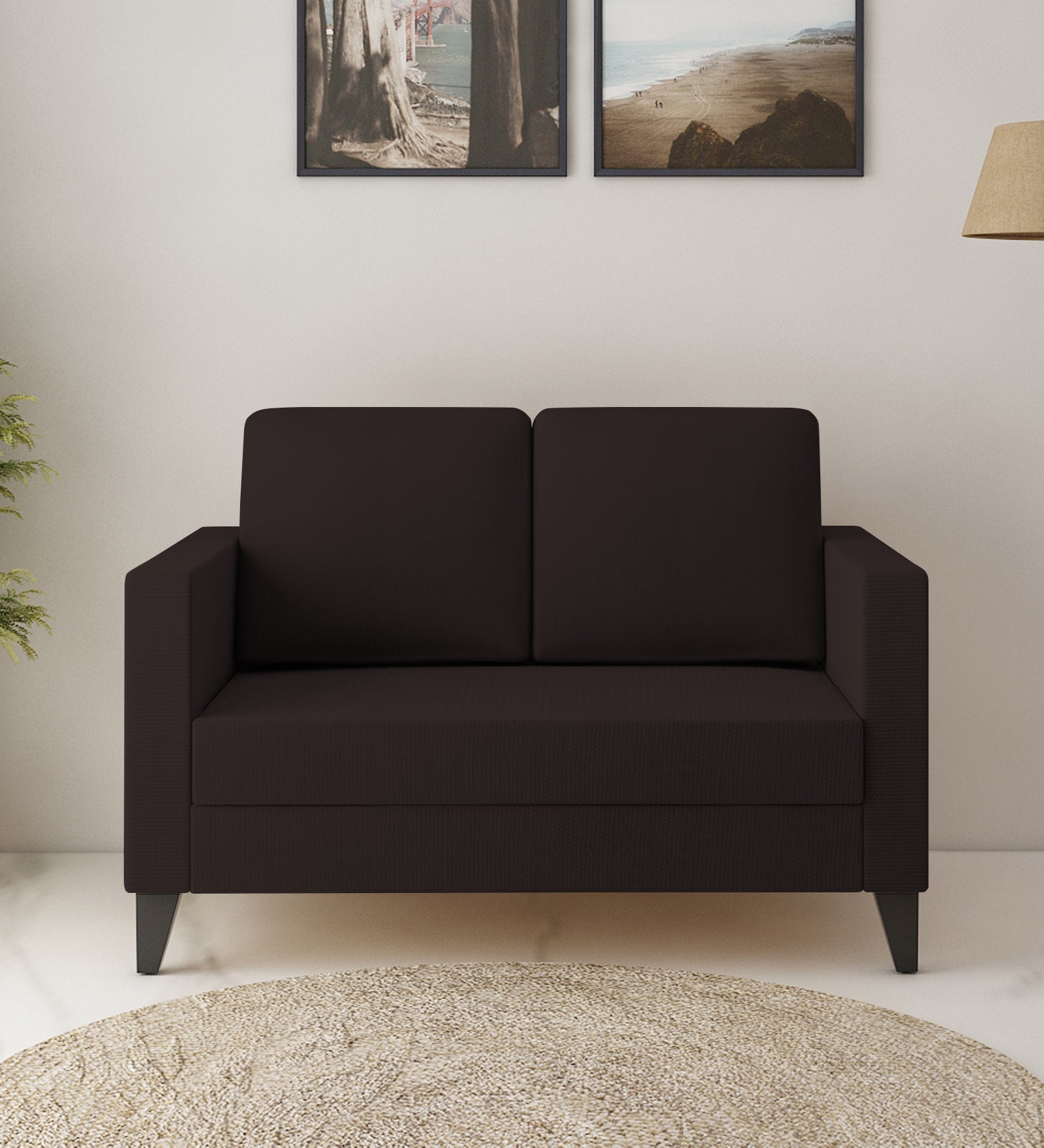 Nori Fabric 2 Seater Sofa In Dark Brown Colour