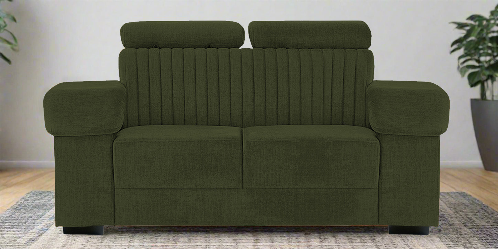 Draco Fabric 2 Seater Sofa In Olive Green Colour