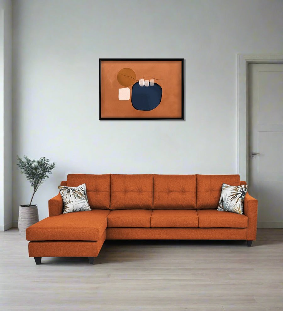 Welly  RHS  (3+Lounger) Fabric Sectional Sofa - Vivid Orange by Febonic Living