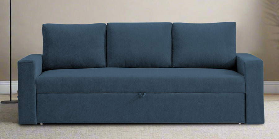 Kara Fabric 3 Seater Pull Out Sofa Cum Bed In Light Blue Colour - Febonic Living