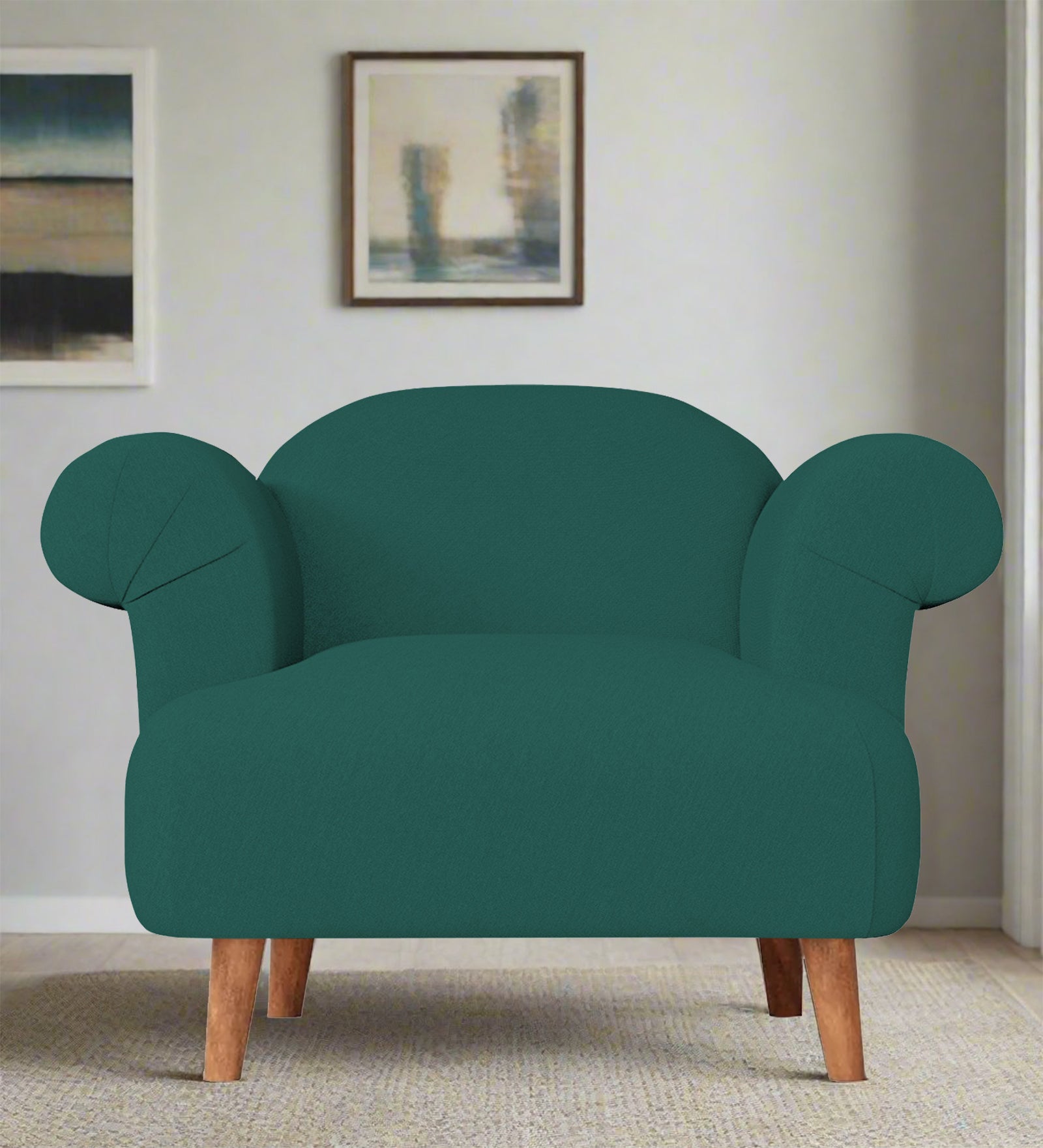 Barber Fabric 1 Seater Sofa in Sage Green Colour