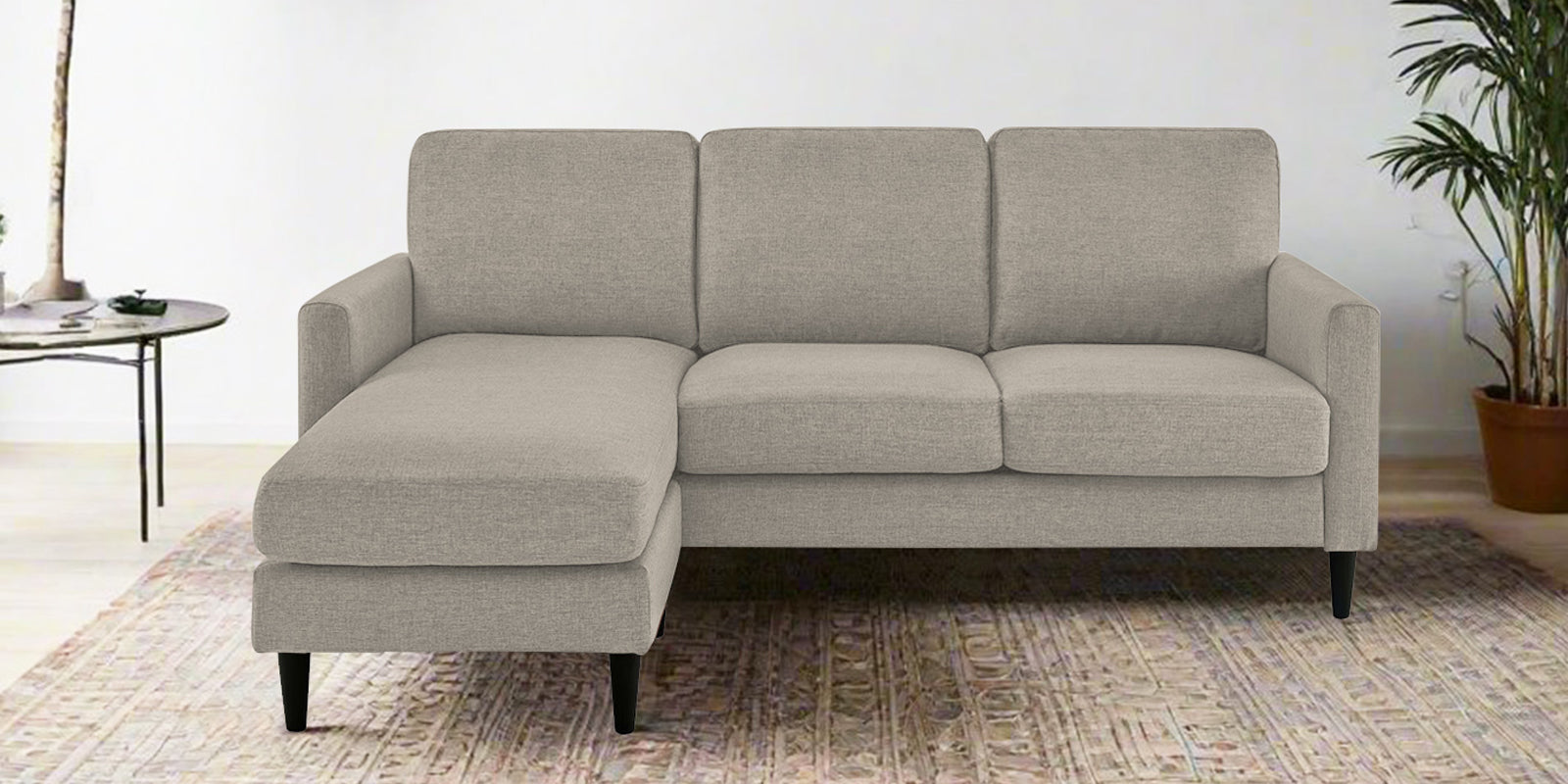 Romie Fabric RHS Sectional Sofa (2+Lounger) in Ash Grey Colour - Febonic Living
