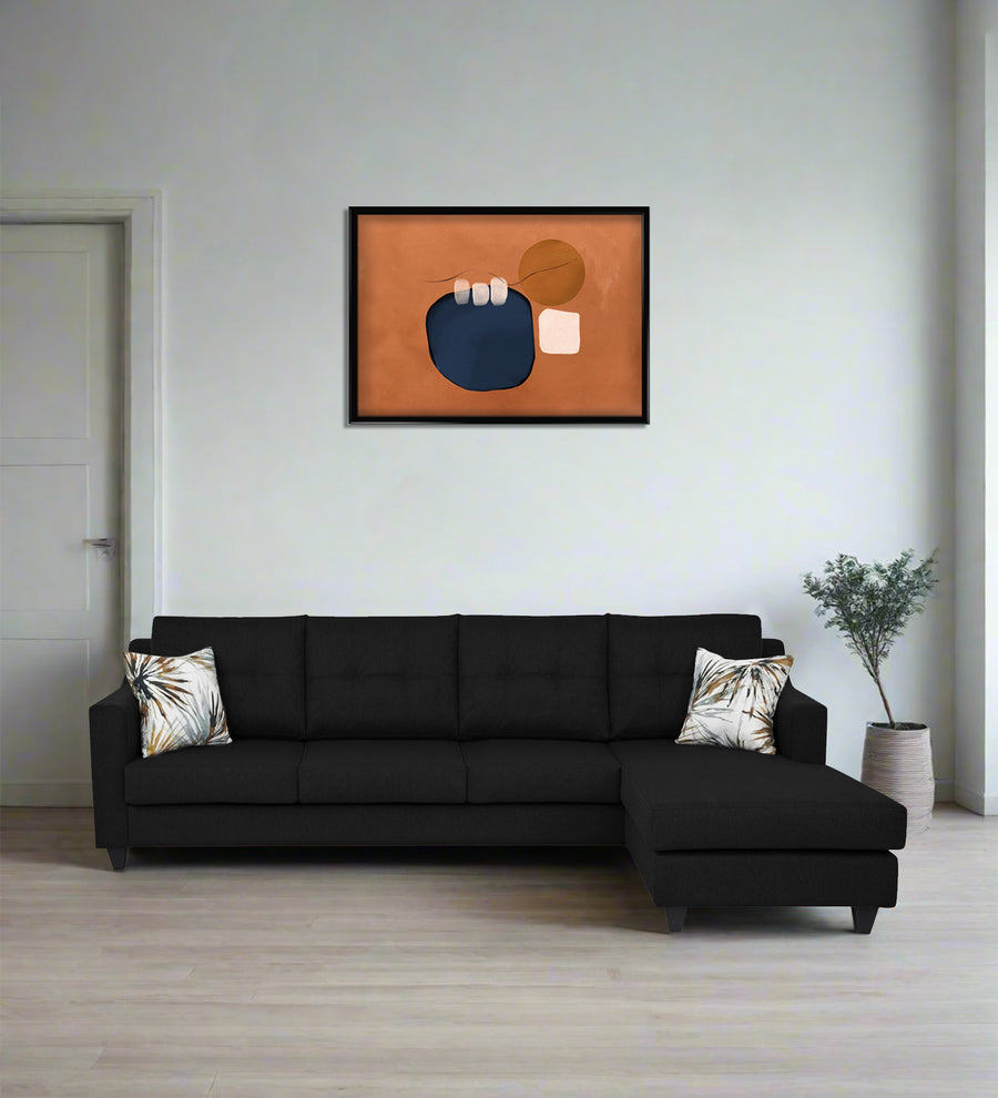 Welly  LHS  (3+Lounger) Fabric Sectional Sofa - Zed Black by Febonic Living