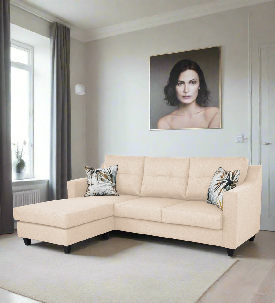 Welly  RHS  (2+Lounger) Fabric Sectional Sofa - Woom Beige by Febonic Living