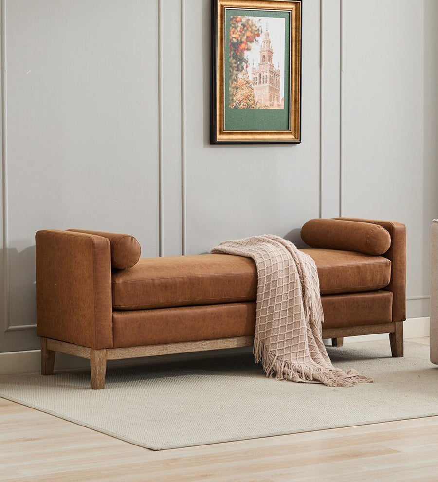 Chicago  3 Seater Recamier Leatherette - Cinnaman Brown by Febonic Living