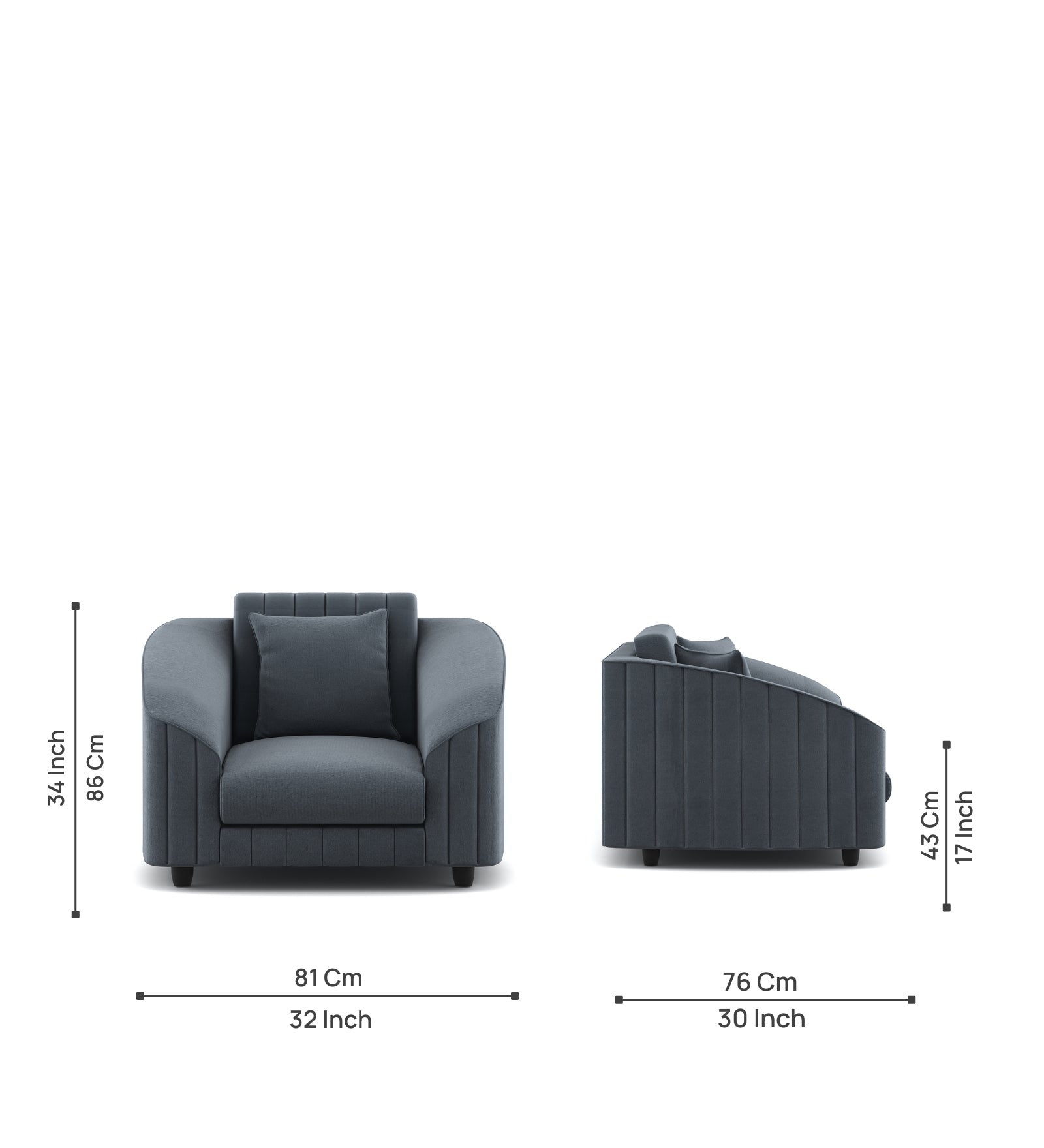 Bubu Velvet 1 Seater Sofa In Pupple Grey Colour