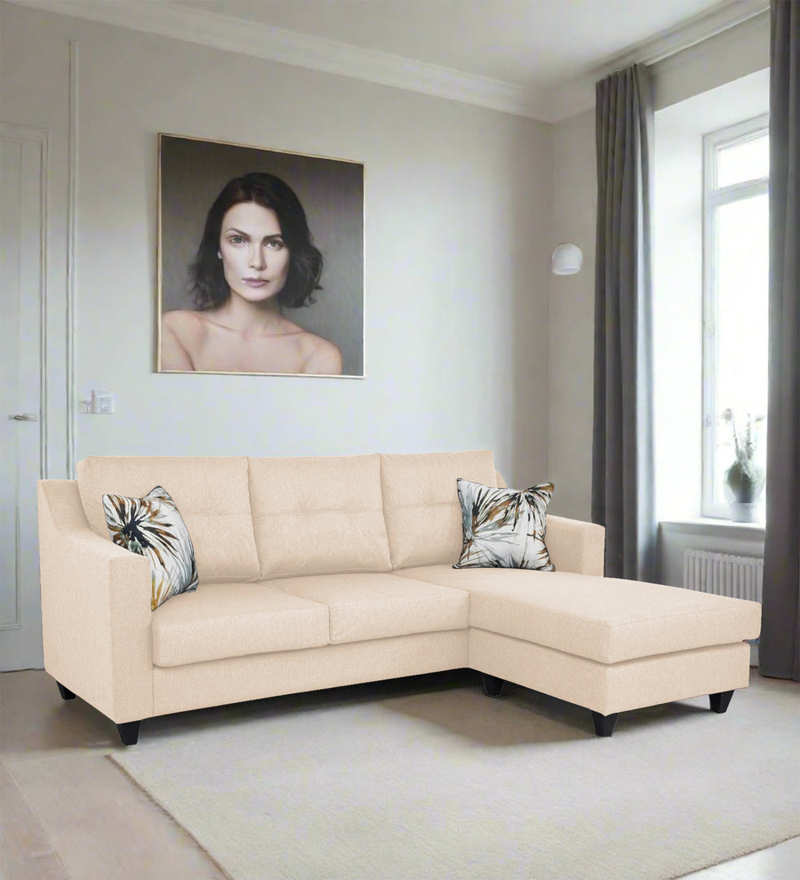 Welly  LHS  (2+Lounger) Fabric Sectional Sofa - Woom Beige by Febonic Living