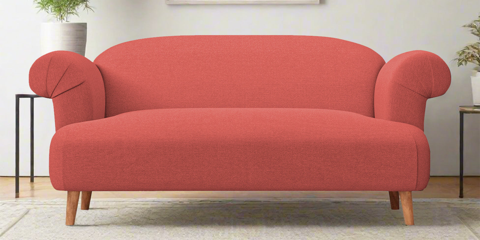 Barber Fabric 2 Seater Sofa In Salmon Pink Colour - Febonic Living