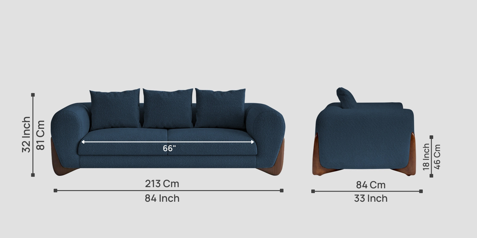 Boko Boucle 3 Seater Sofa In Classic Blue Colour - Febonic Living