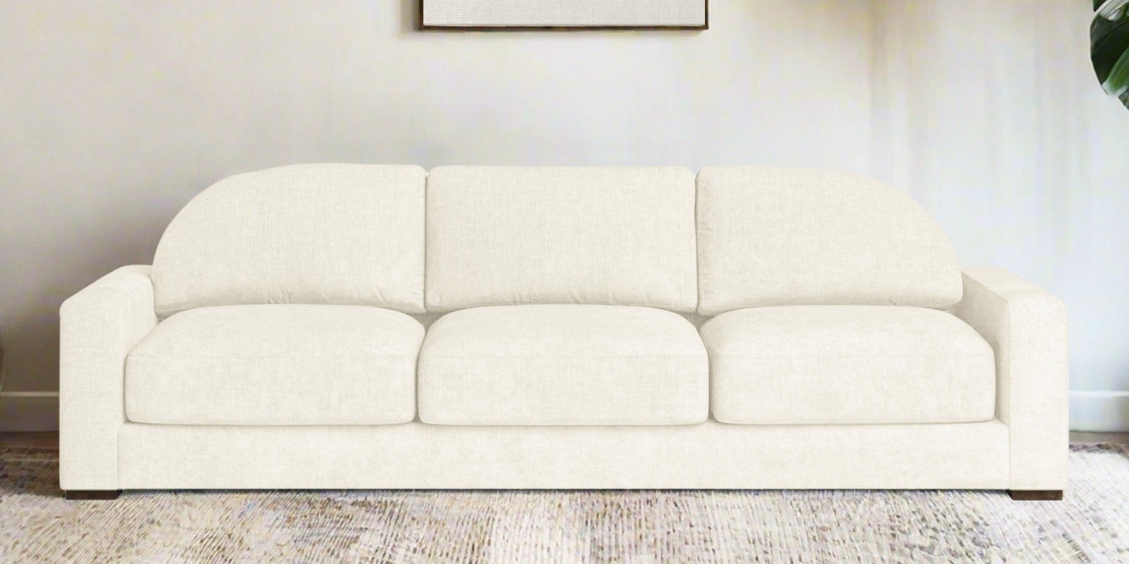 Dara Fabric 3 Seater Sofa In Ivory Cream Colour