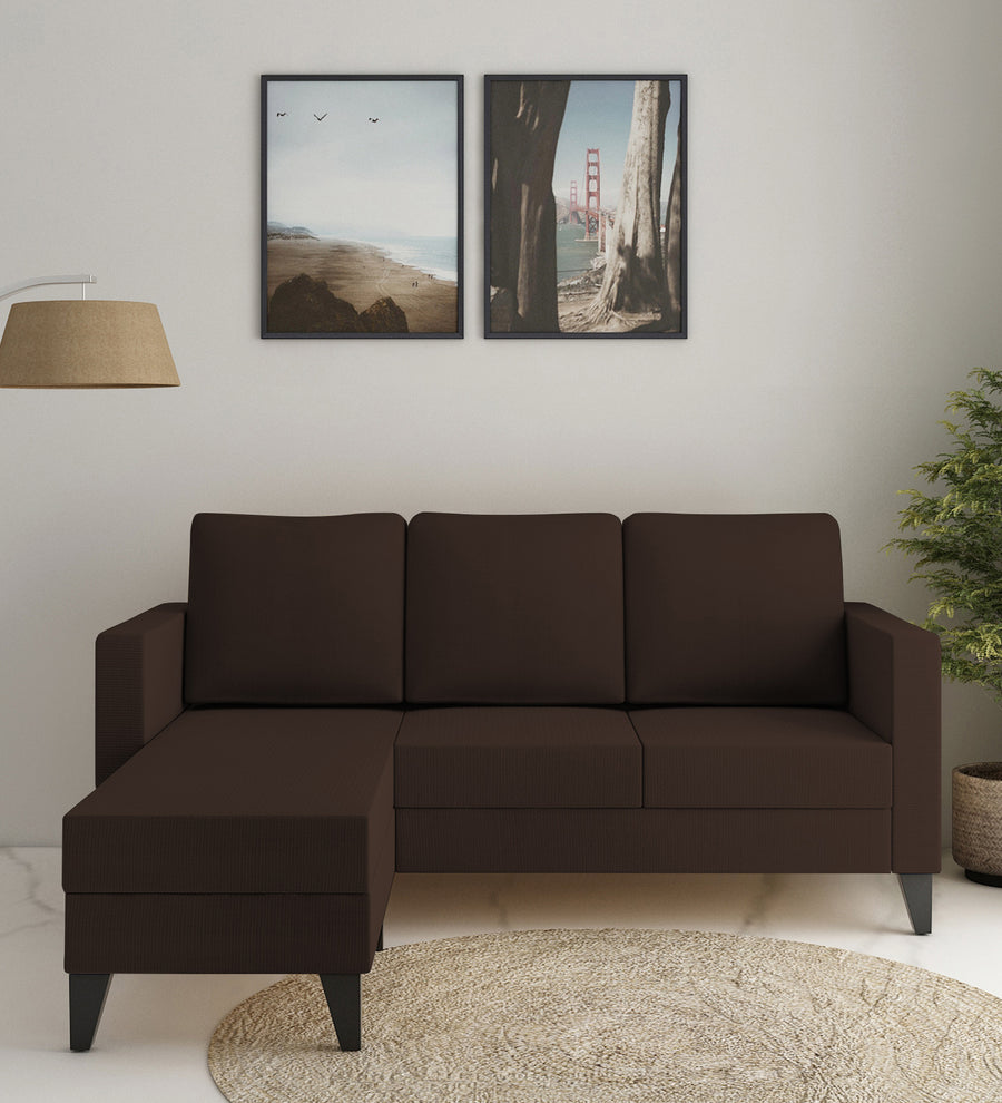 Nori  RHS  (2+Lounger) Fabric Sectional Sofa - Cidar Brown by Febonic Living