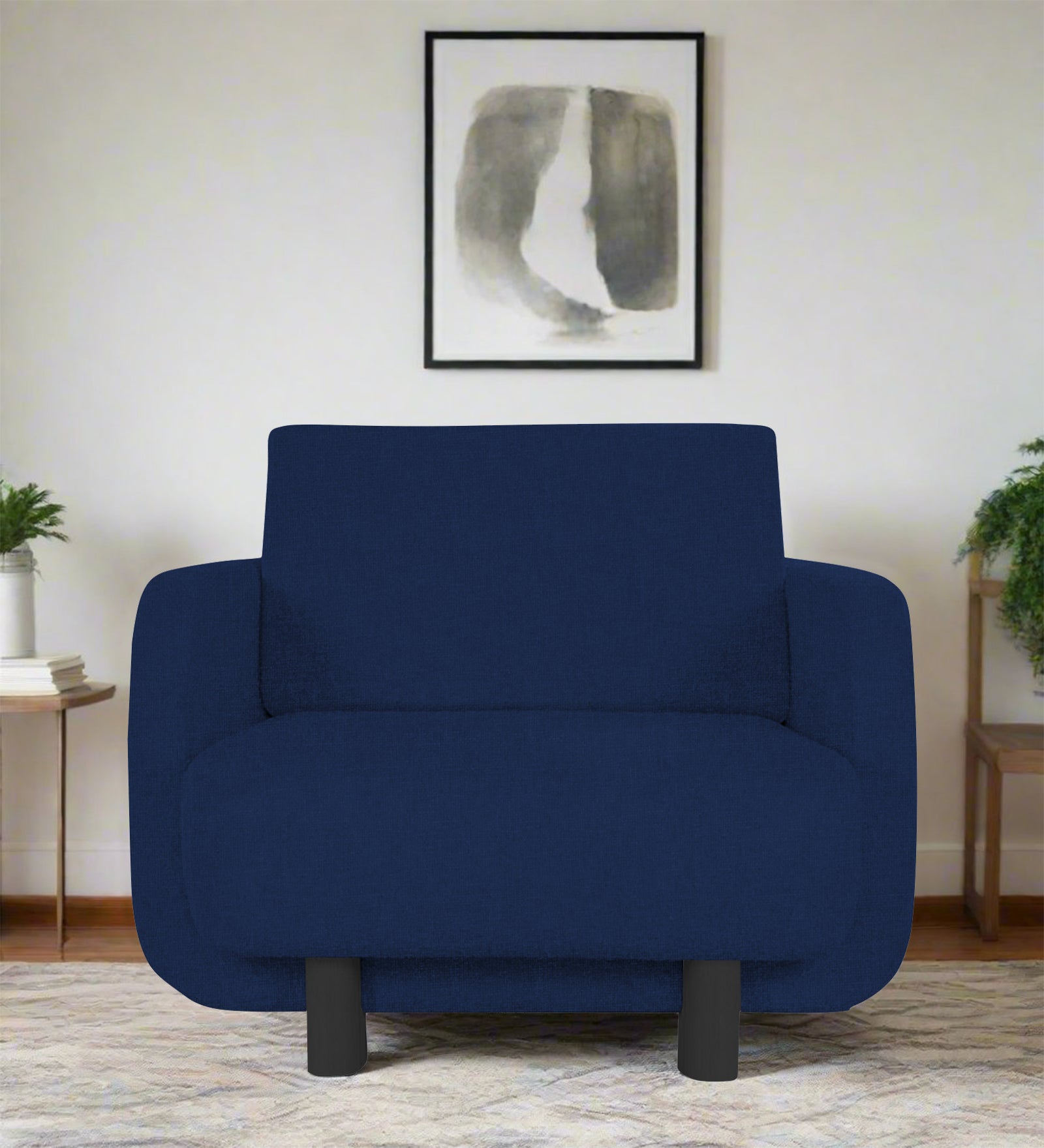 Amara Fabric 1 Seater Sofa In Royal Blue Colour