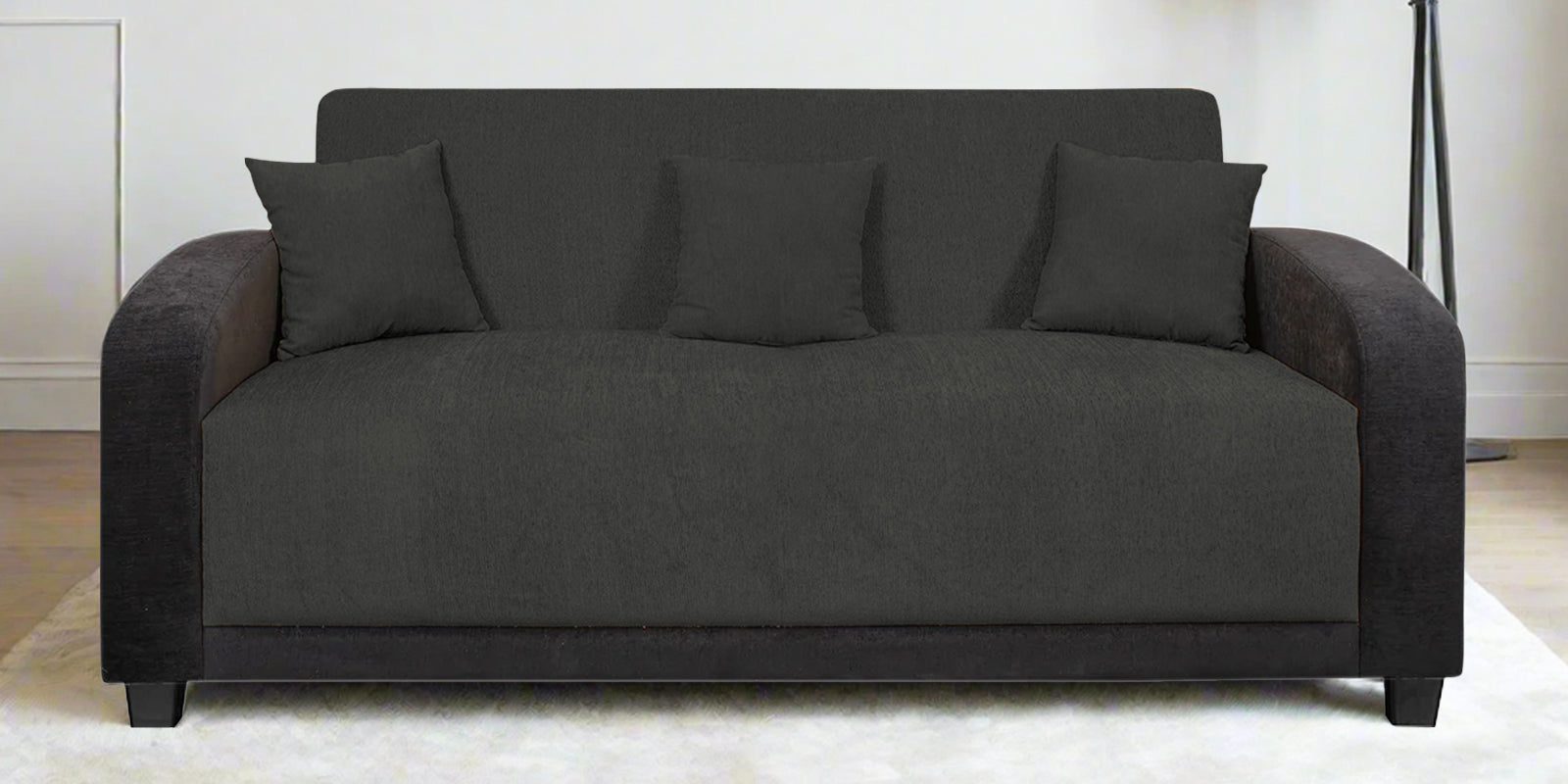 Alex Fabric 3 Seater Sofa In Charcoal Grey Colour