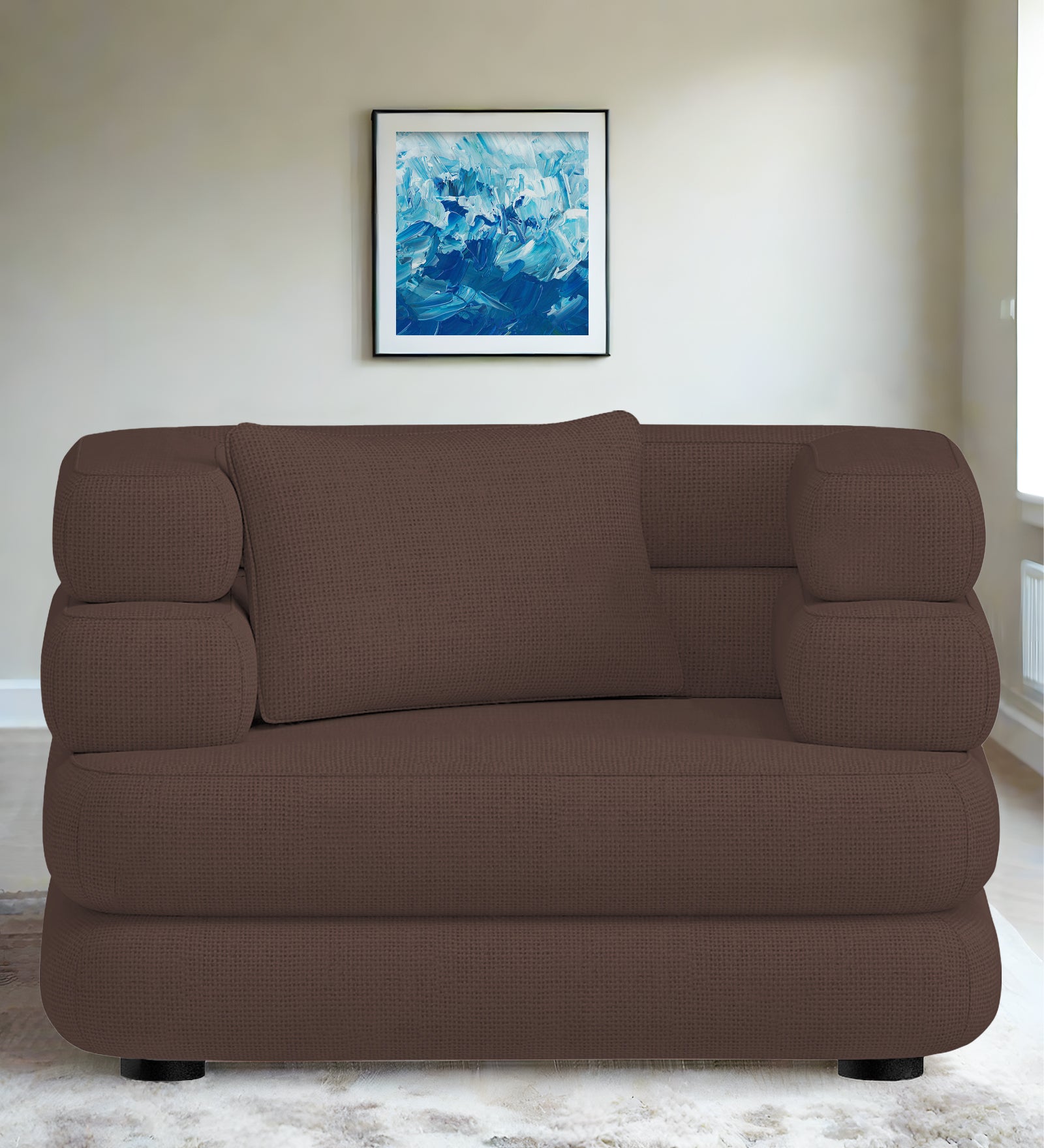 Wener Fabric 1 Seater Sofa in Caramel Brown Colour