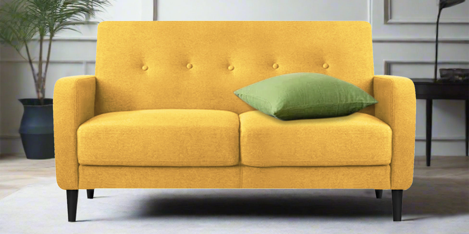 Marq Fabric 2 Seater Sofa In Bold Yellow Colour