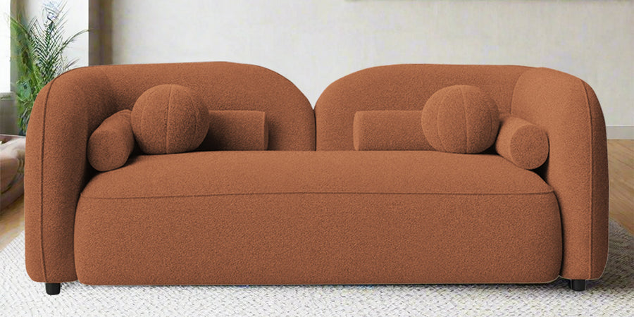 Corny Boucle Fabric 2 Seater Sofa In Light Orange Colour - Febonic Living