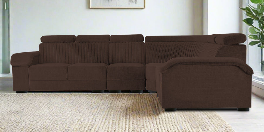 Draco Fabric 6 Seater Corner Sofa In Coffee Brown Colour - Febonic Living