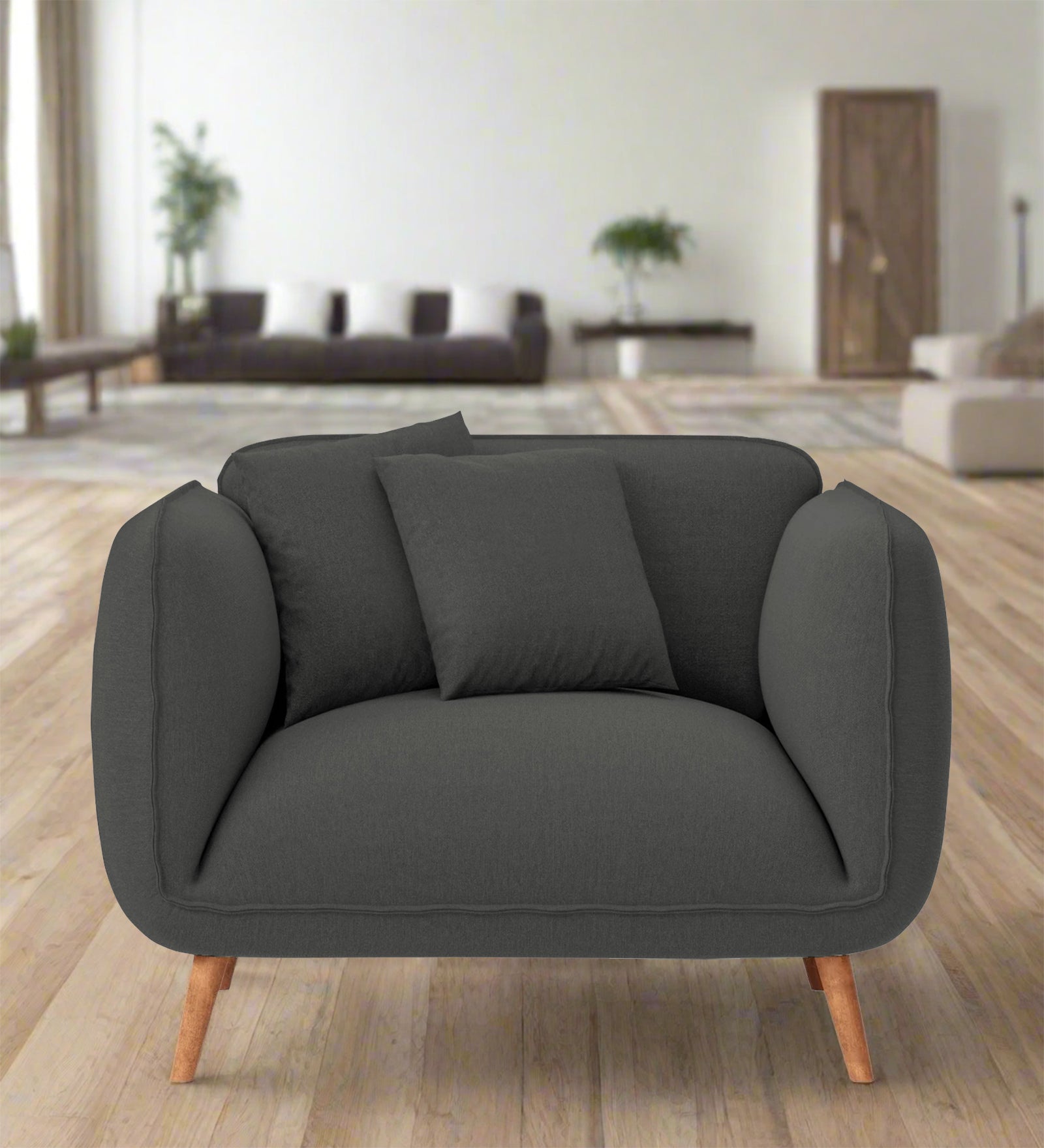 Zia Fabric 1 Seater Sofa In Stone Grey Colour