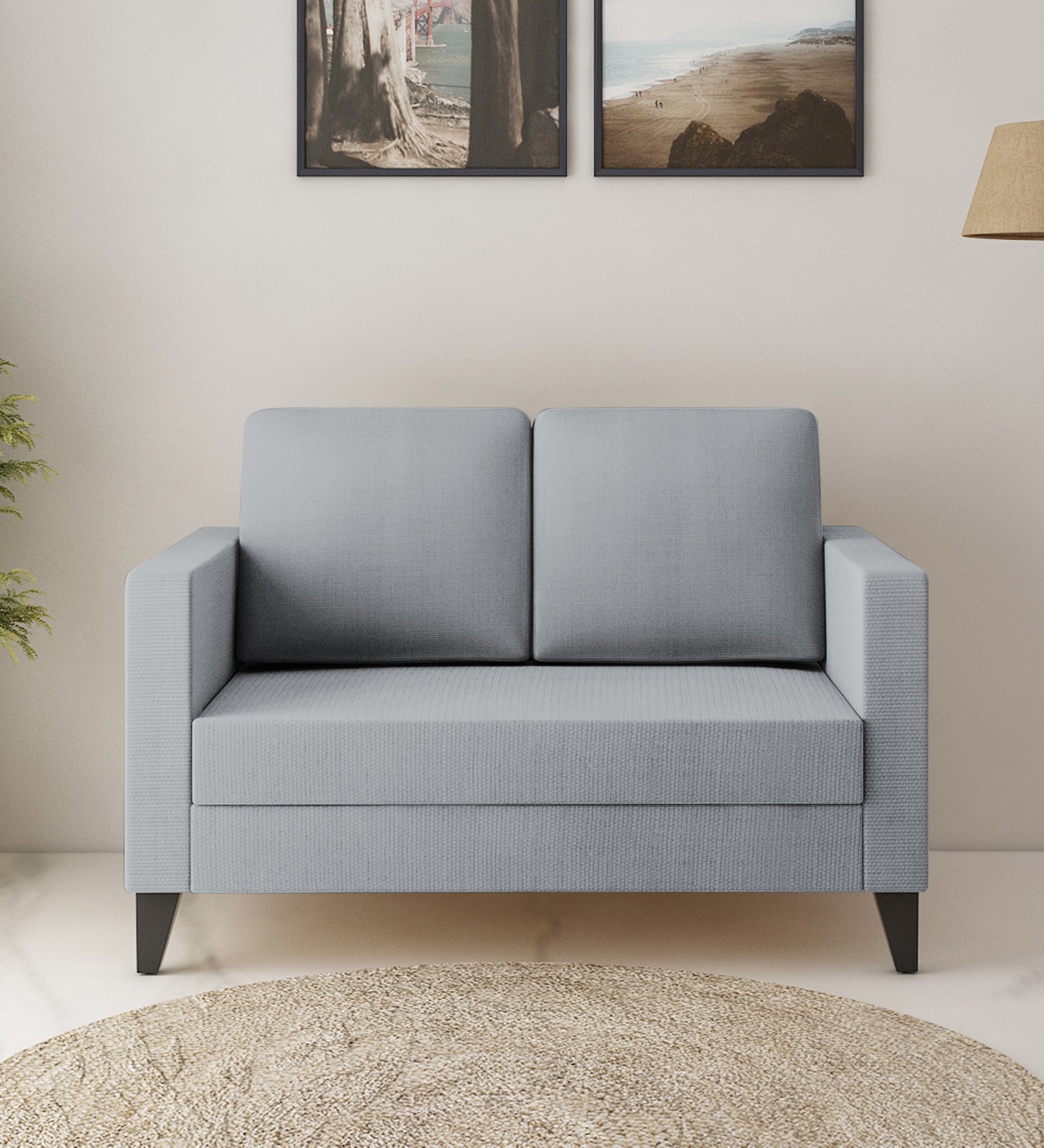 Nori Fabric 2 Seater Sofa In Lit Grey Colour