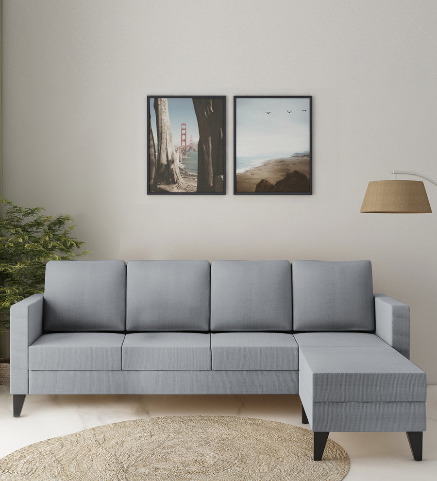 Nori  LHS  (3+Lounger) Fabric Sectional Sofa - Coin Grey by Febonic Living