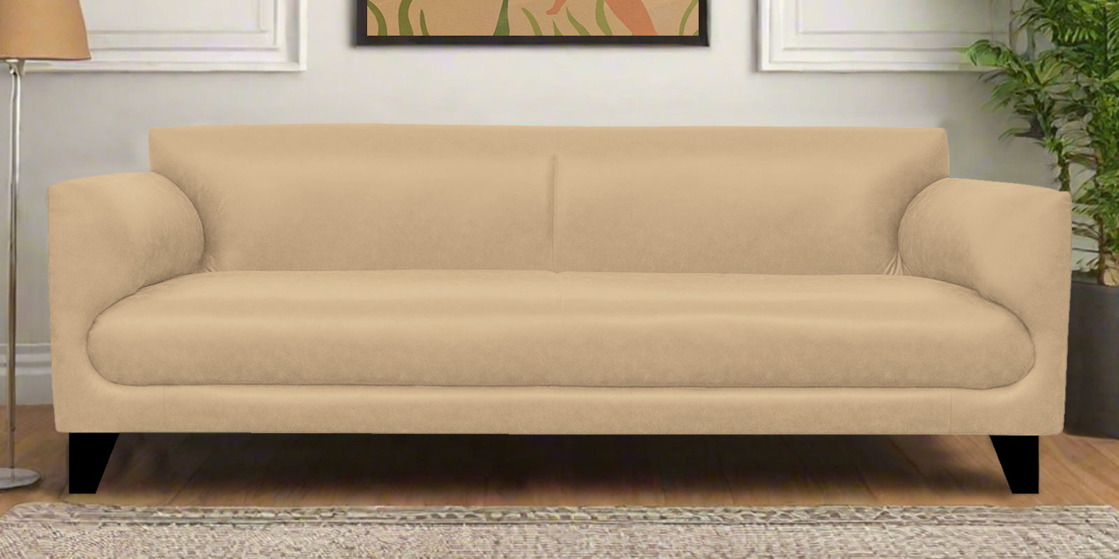 Convi Leatherette 3 Seater Sofa In Corn Beige Colour - Febonic Living
