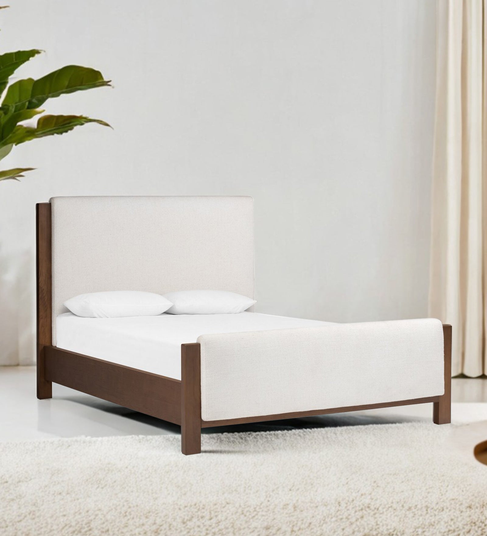 Zoro Boucle Fabric King Size Bed in Shell White Colour - Febonic Living