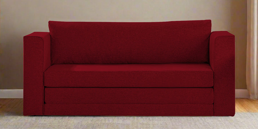 Kenia Fabric 3 Seater Foldable Sofa Cum Bed In Ruby Red Colour - Febonic Living