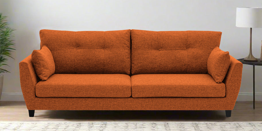 Mario Fabric 3 Seater Sofa In Vivid Orange Colour - Febonic Living