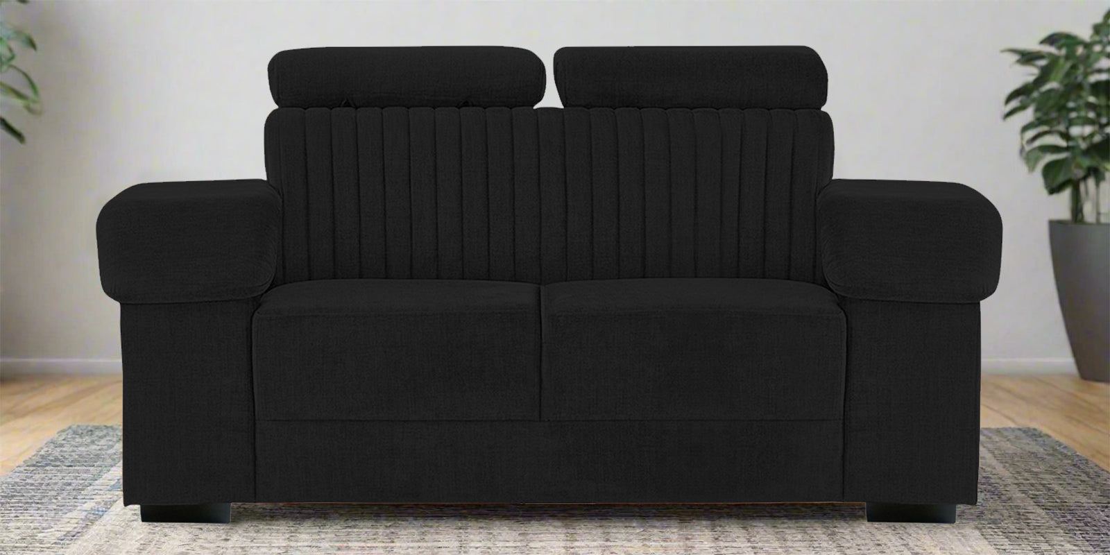 Draco Fabric 2 Seater Sofa In Zed Black Colour