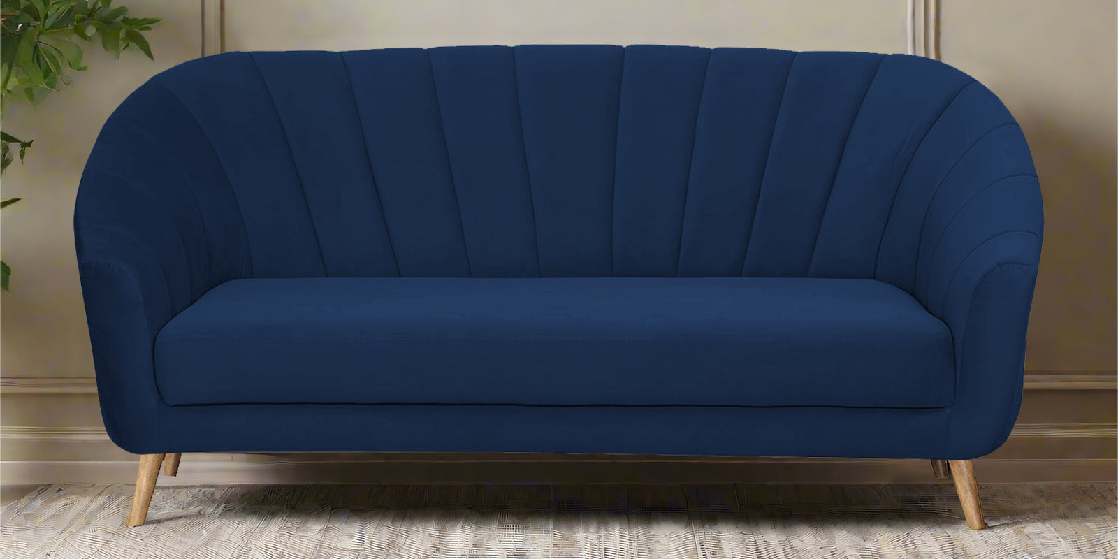 Nancy Velvet 3 Seater Sofa In Imperial Blue Colour