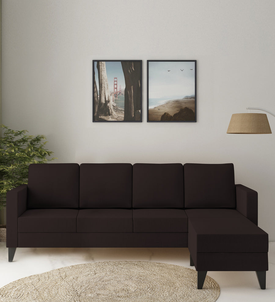 Nori  LHS  (3+Lounger) Fabric Sectional Sofa - Dark Brown by Febonic Living