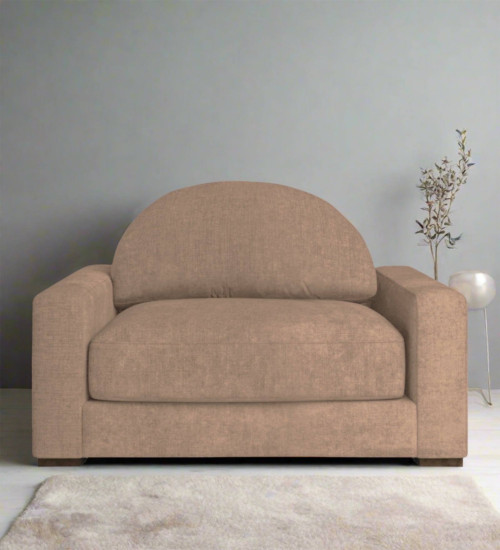 Adara Fabric 1 Seater Sofa In Cookie Beige Colour