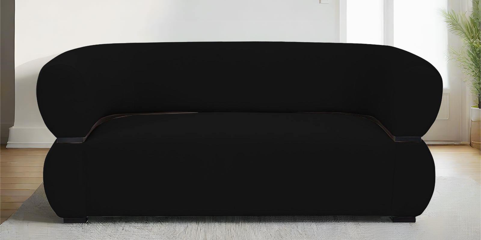 Kula Velvet 2 Seater Sofa In Adam Black Colour