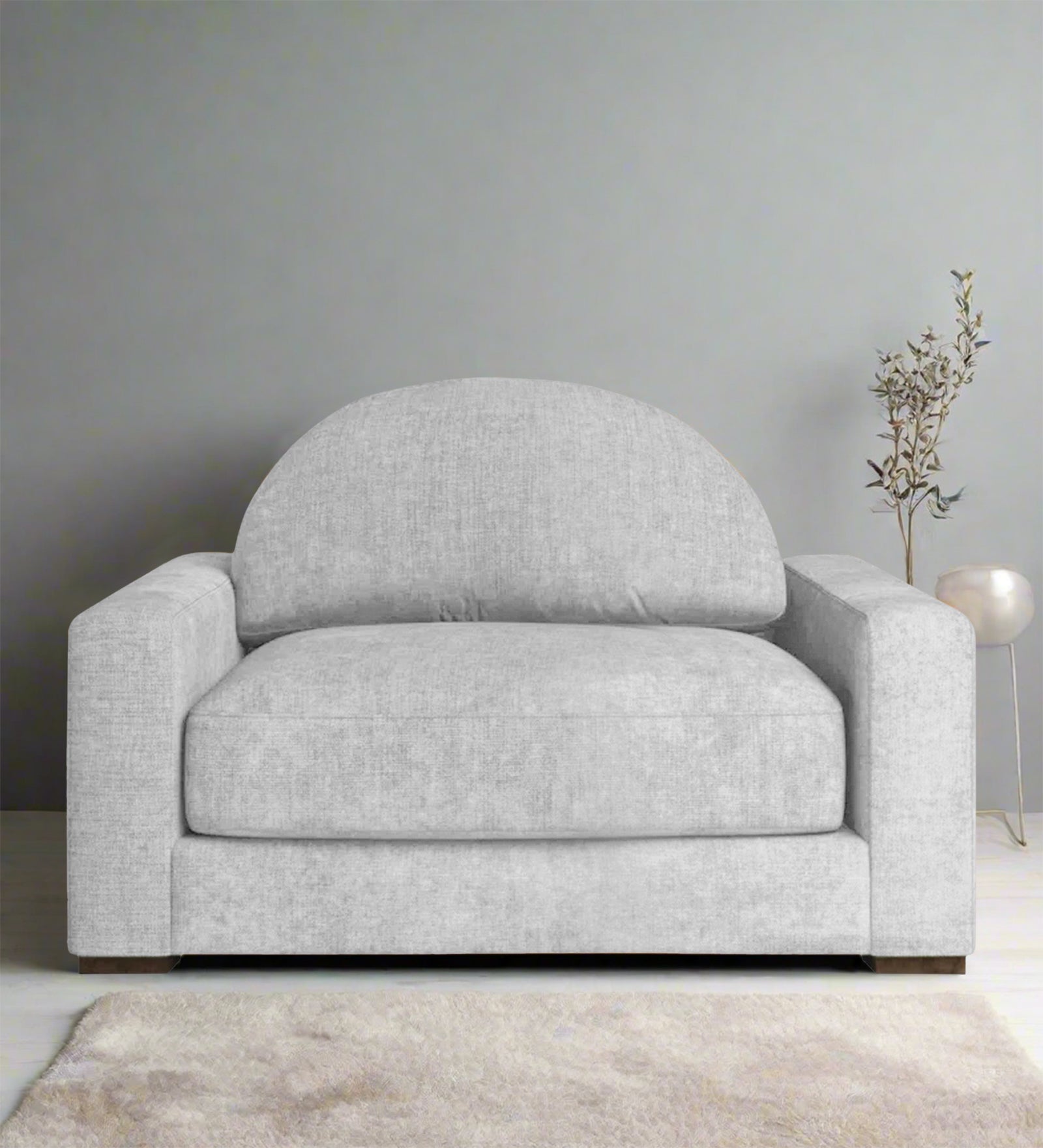 Adara Fabric 1 Seater Sofa In Lit Grey Colour