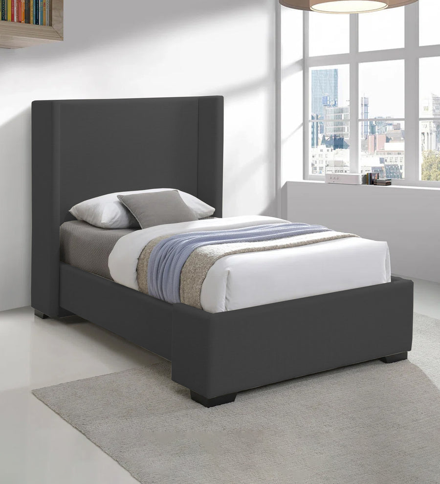 Kirby  Upholstered Fabric Single Size Bed - Charcoal Grey by Febonic Living