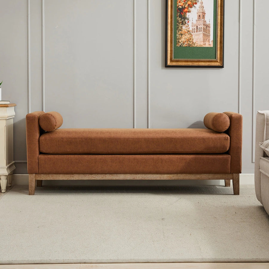 Chicago Leatherette 3 Seater Recamier In Cinnaman Brown Colour - Febonic Living