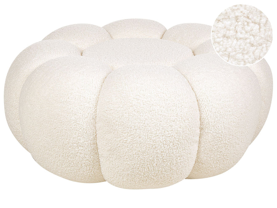 Wart Boucle Pouffe In Shell White Colour - Febonic Living